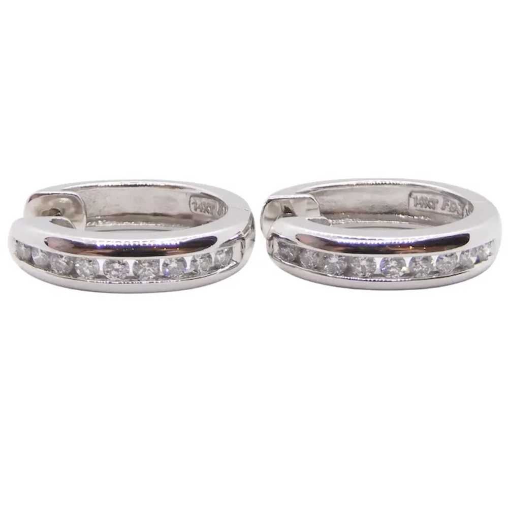 0.54ctw Round Diamond Huggie Hoop Earrings 14k Wh… - image 8