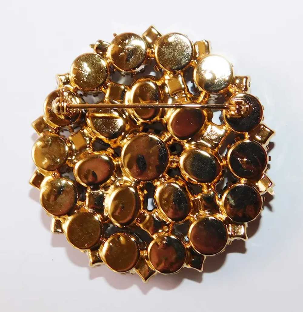 Fabulous BLACK & GOLD Vintage Rhinestone Brooch - image 2