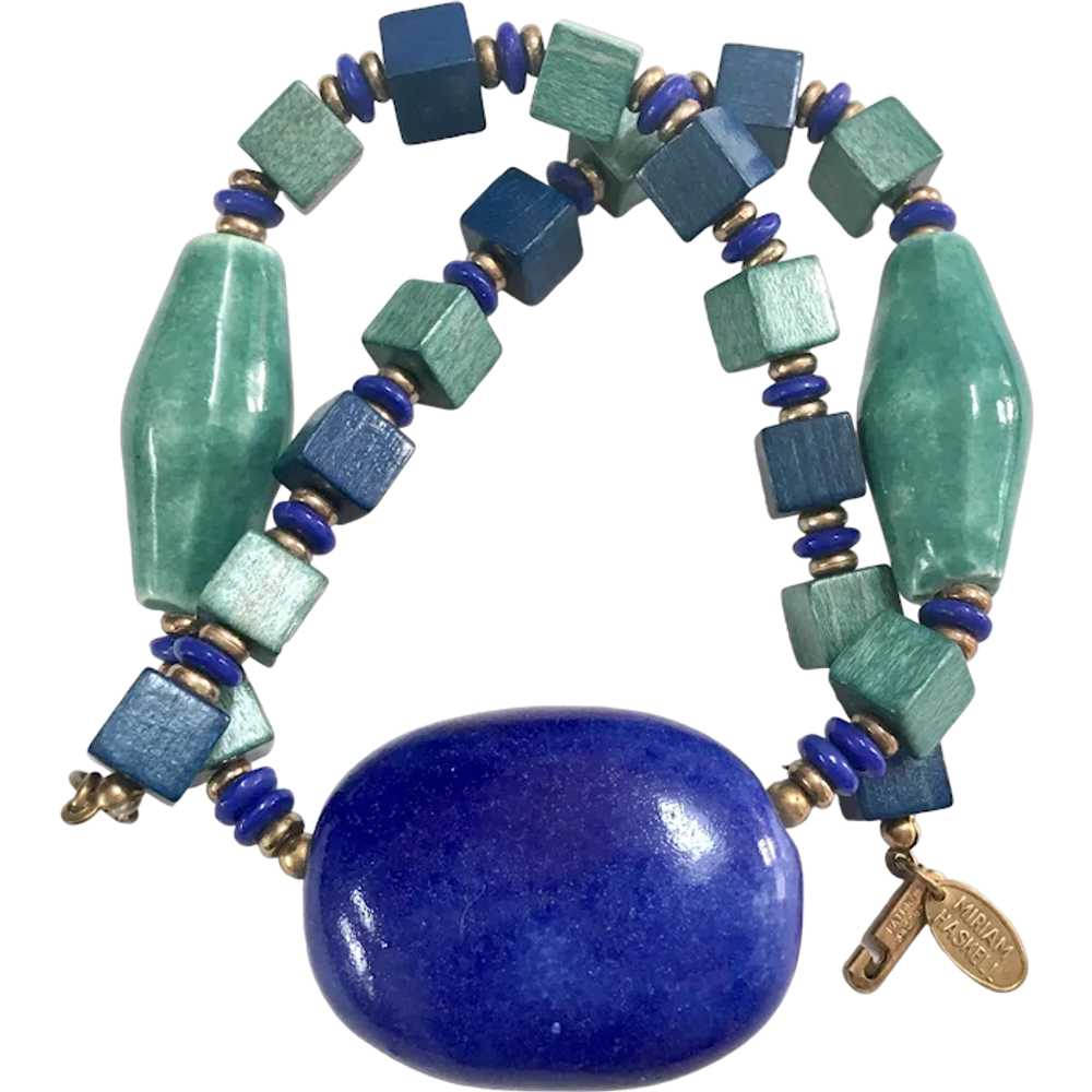 Miriam Haskell Egyptian Choker Necklace – Blue Ce… - image 1