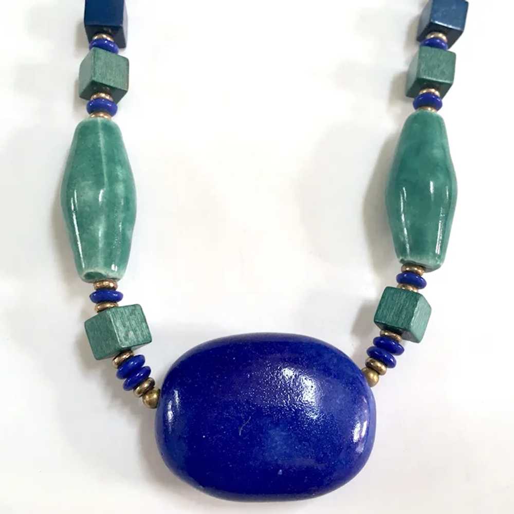 Miriam Haskell Egyptian Choker Necklace – Blue Ce… - image 4