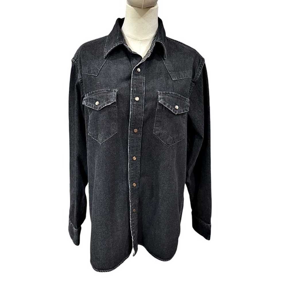 Vintage Gap Denim Pearl Snap Western Shirt Size M… - image 1