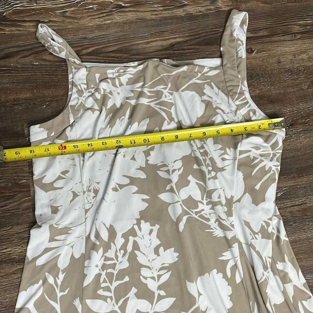 Chaps Floral Tan Sleeveless Midi Dress Size 16 - image 12