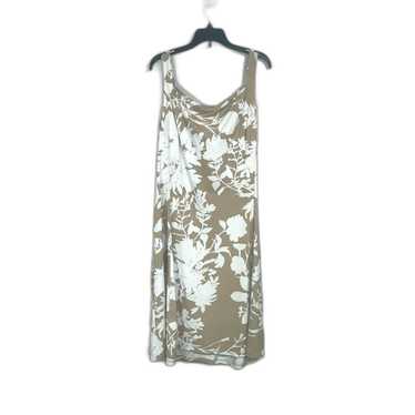 Chaps Floral Tan Sleeveless Midi Dress Size 16 - image 1