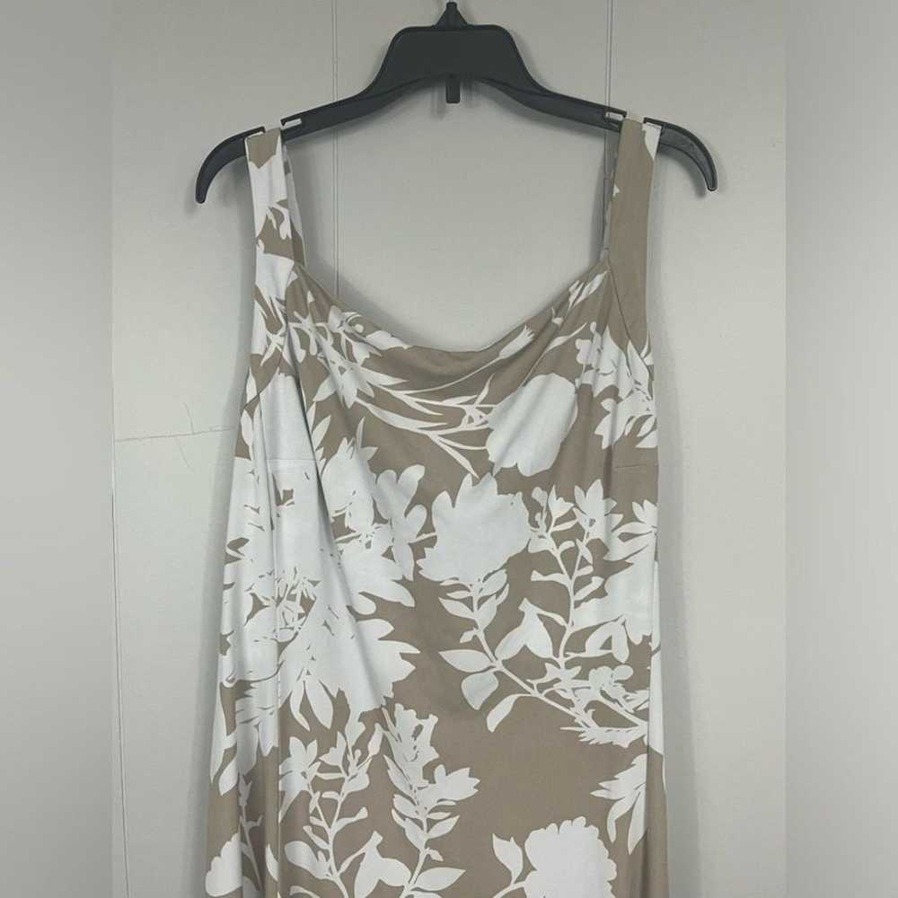 Chaps Floral Tan Sleeveless Midi Dress Size 16 - image 3