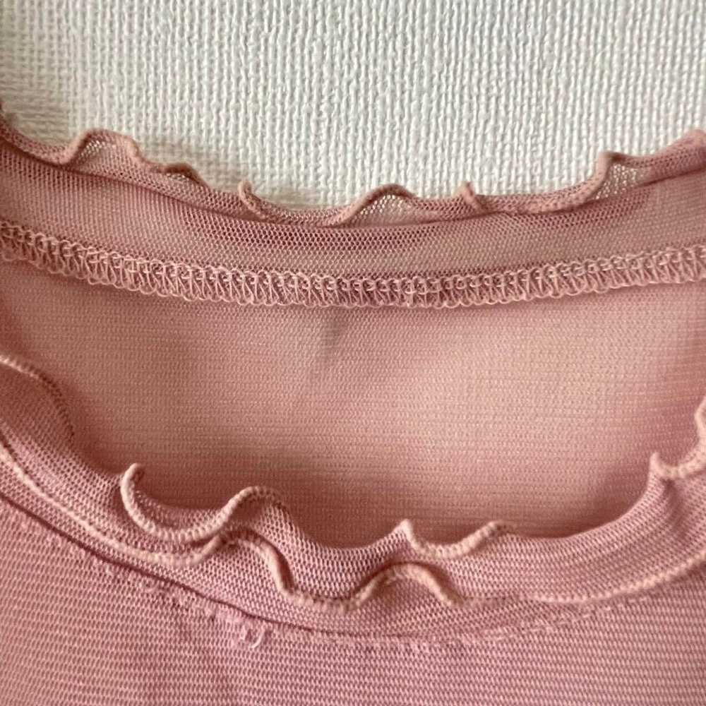 【SARASA】 Sheer Blouse Frill Mellow Pink M〜L e0204 - image 5