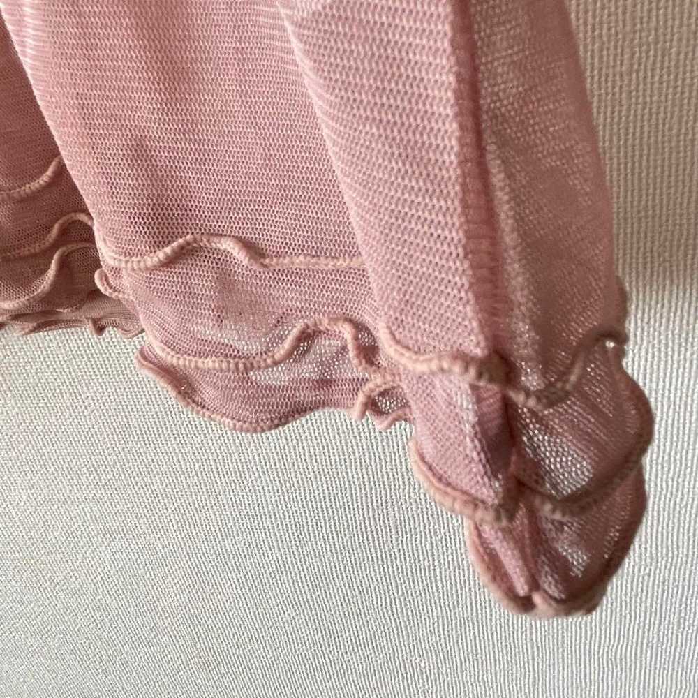 【SARASA】 Sheer Blouse Frill Mellow Pink M〜L e0204 - image 6