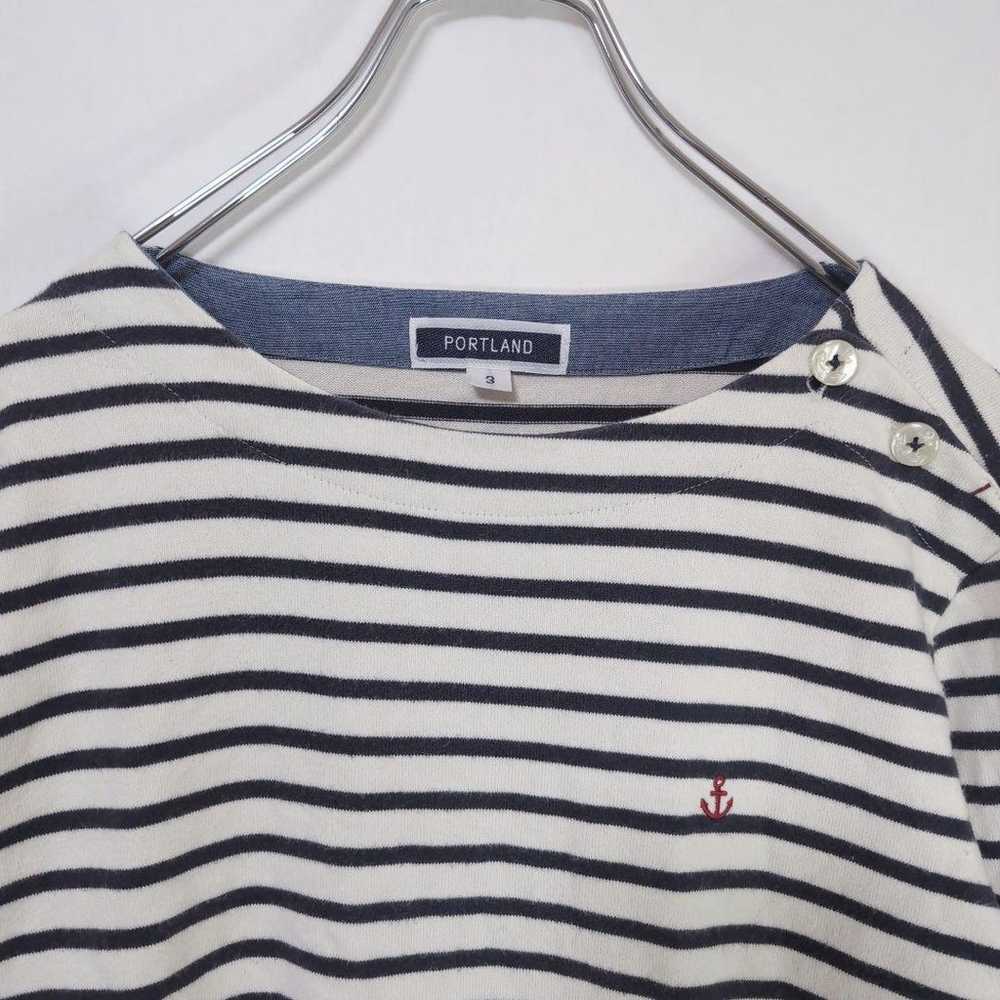 Portland 【L】 Cut and sewn Boat neck Border Marine… - image 3