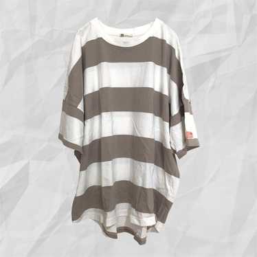 JaVa Java T-shirt 5/5 sleeve stripes White Beige … - image 1