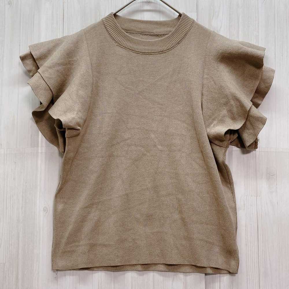 Grail Frill Sleeve Knit Beige M - image 1