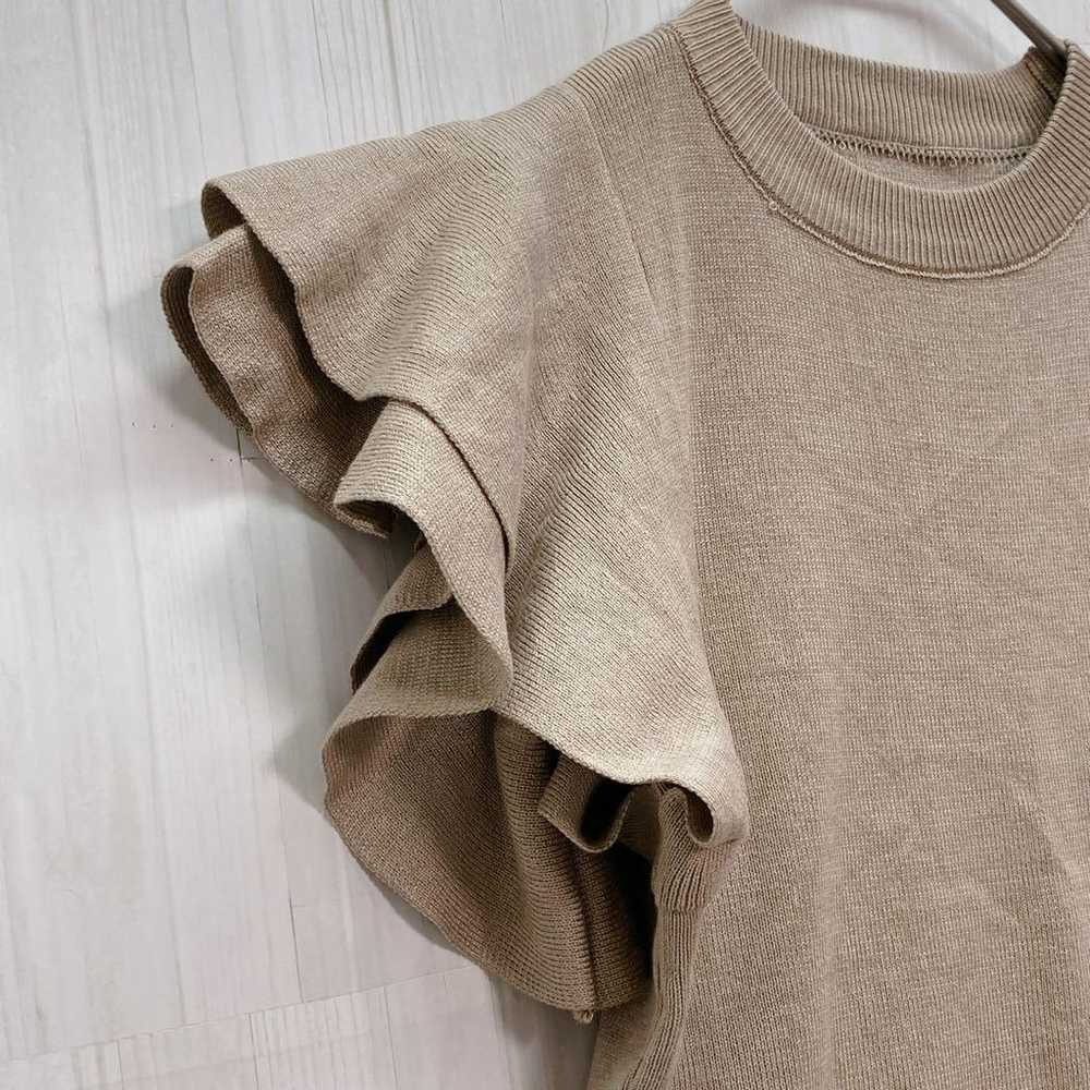 Grail Frill Sleeve Knit Beige M - image 4