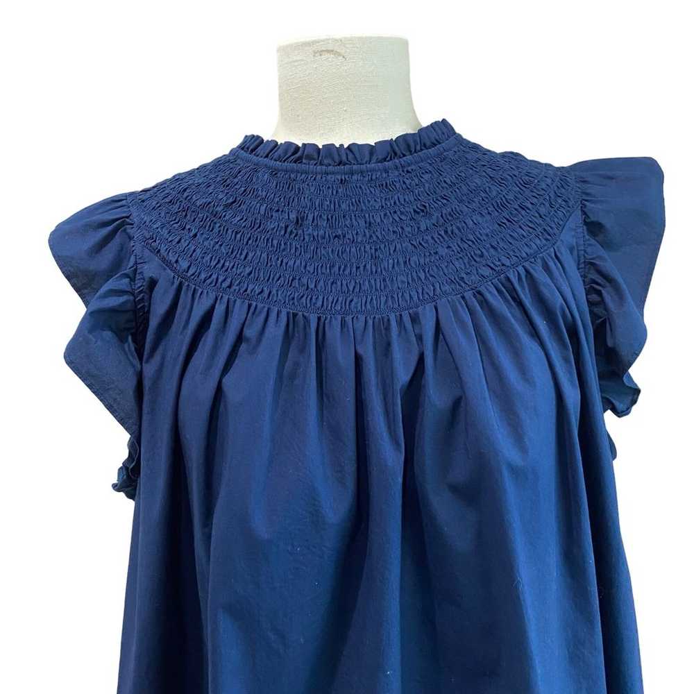 Crown & Ivy Smocked Yoke Sleeveless Navy Blue Dre… - image 4