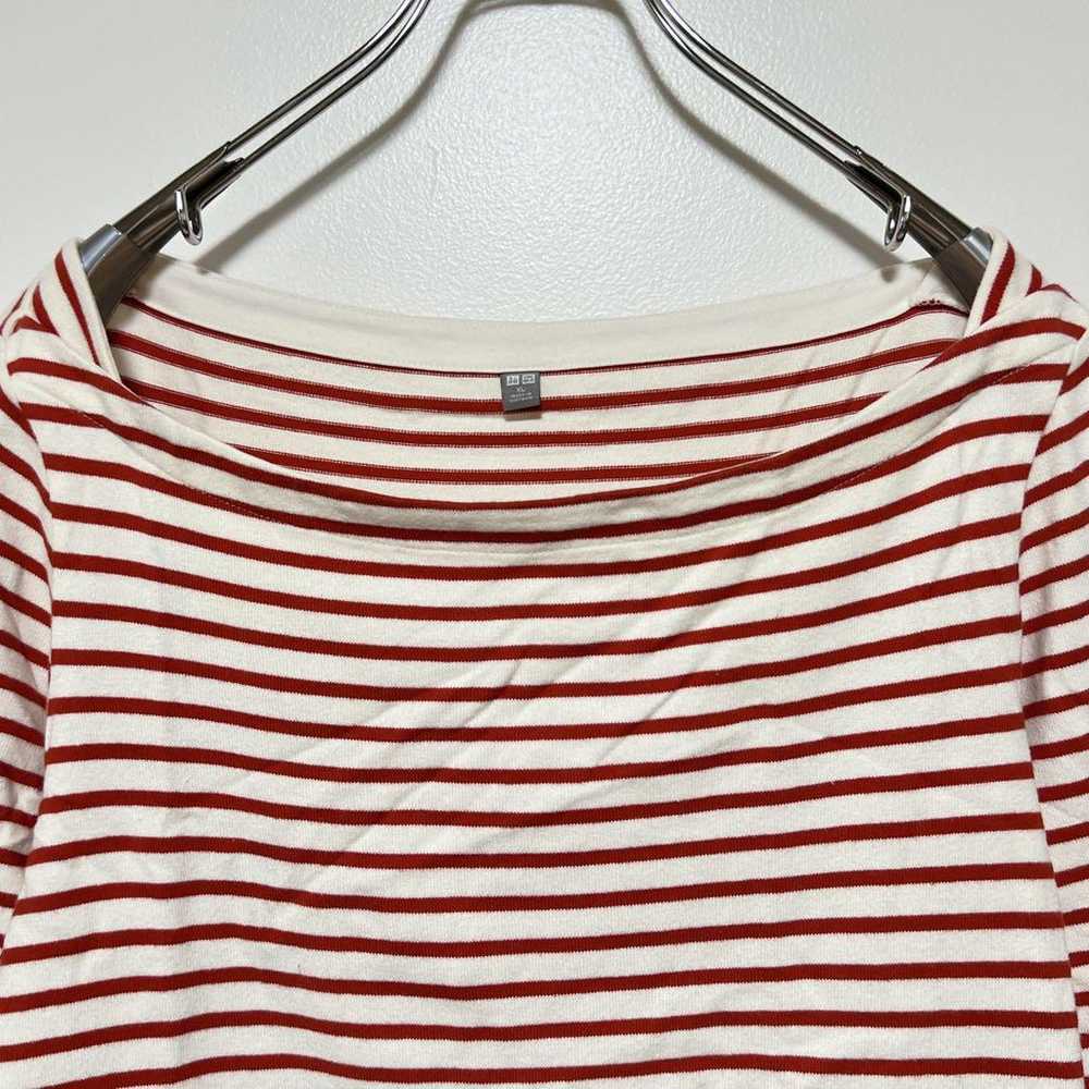 UNIQLO Border Boat Neck T-shirt【XL】 3/4 Sleeve Wo… - image 3