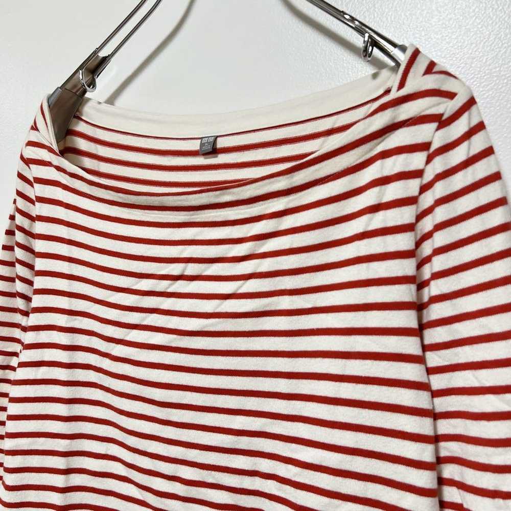 UNIQLO Border Boat Neck T-shirt【XL】 3/4 Sleeve Wo… - image 4