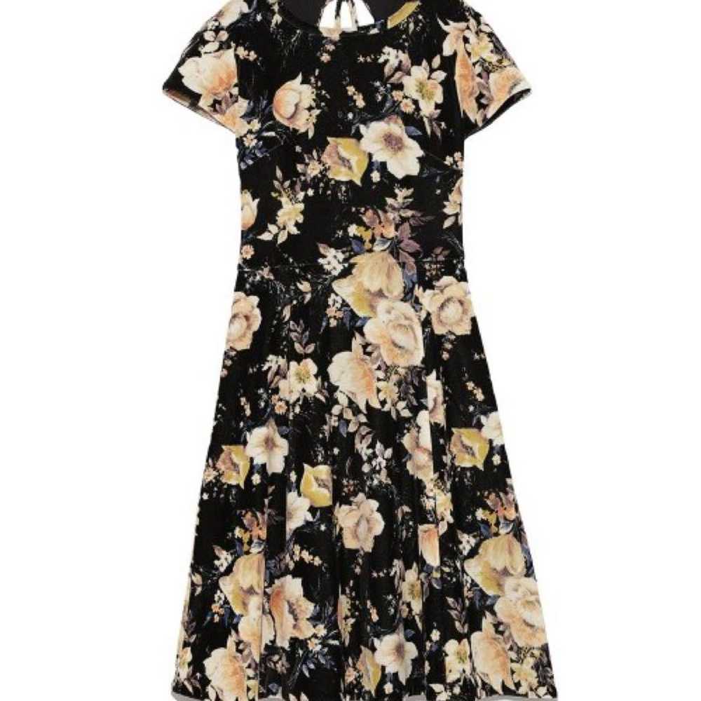 SNIDEL Black Floral Velvet Flare Dress - image 2