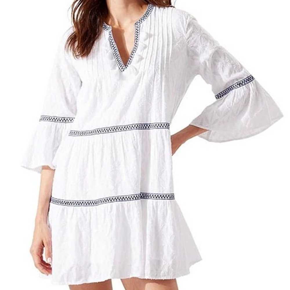 TOMMY BAHAMA Embroidered Cotton Tier Cover-Up Dre… - image 1