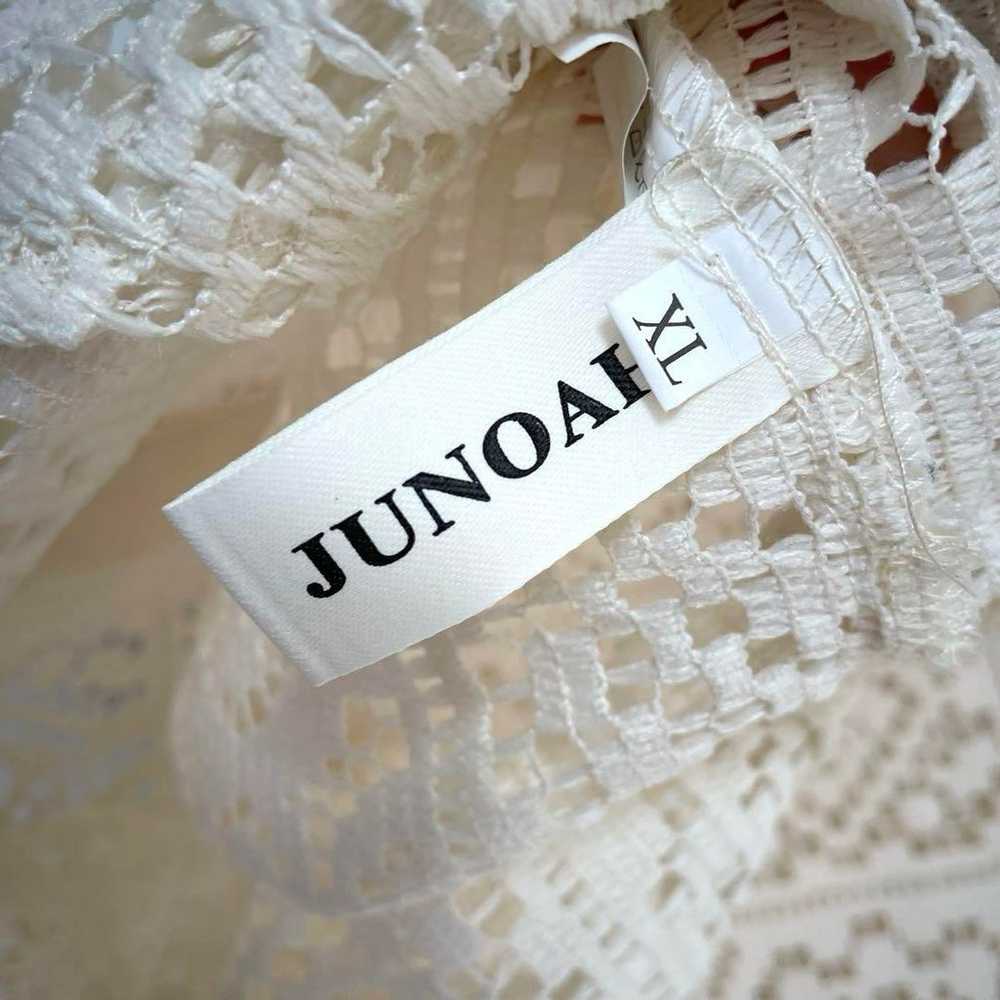 Junoah JUNOAH No-collar Lace Shirt (White) - image 7