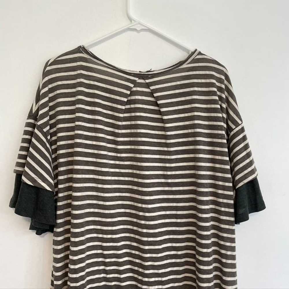 UMGEE Gray Cream Ivory Striped Short Sleeve Cotto… - image 10