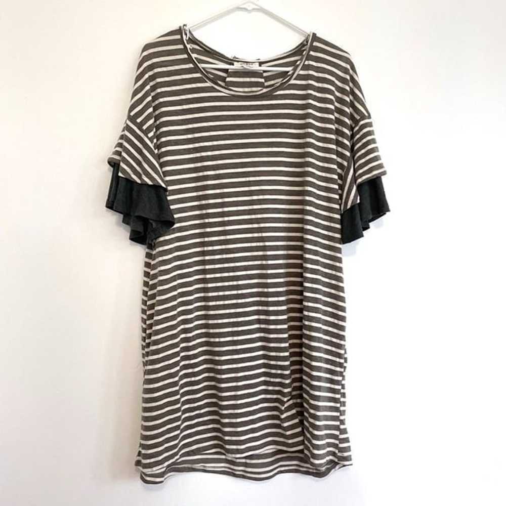 UMGEE Gray Cream Ivory Striped Short Sleeve Cotto… - image 1