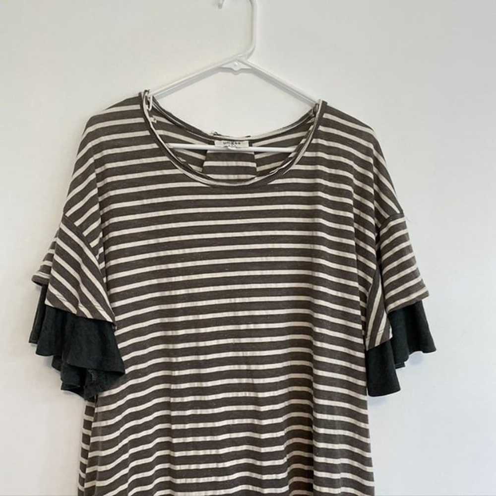 UMGEE Gray Cream Ivory Striped Short Sleeve Cotto… - image 2