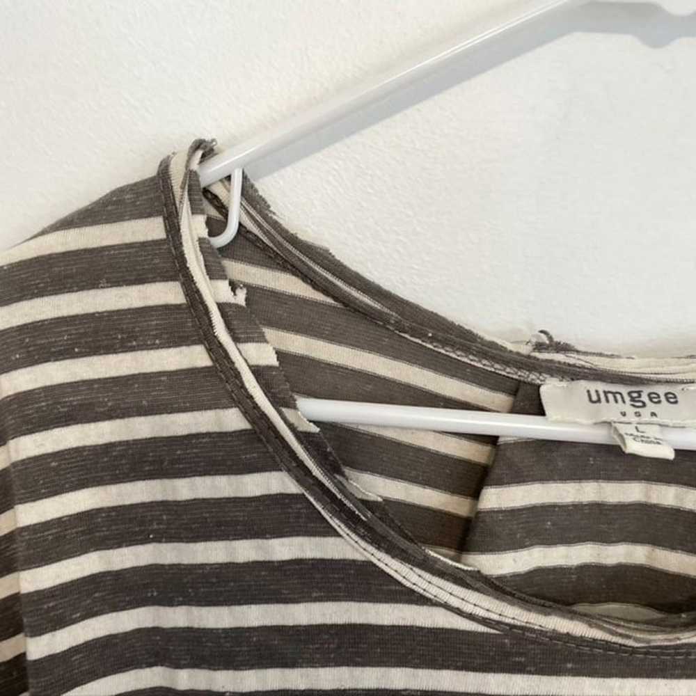 UMGEE Gray Cream Ivory Striped Short Sleeve Cotto… - image 6