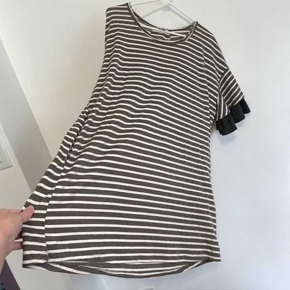 UMGEE Gray Cream Ivory Striped Short Sleeve Cotto… - image 7