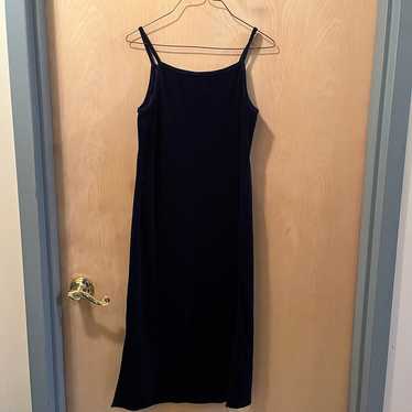 vintage navy blue velvet dress - image 1