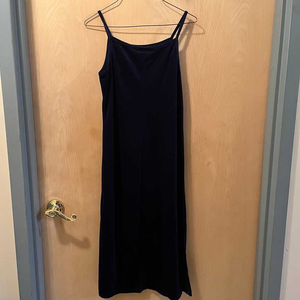 vintage navy blue velvet dress - image 2