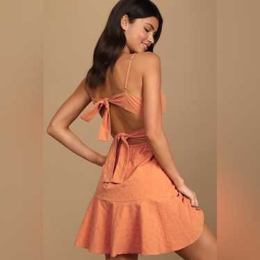 Lulus Days of Dreaming Peach Tie-Back Mini Dress S