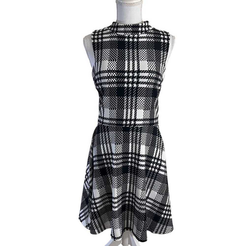 Aqua Black and White Plaid Dress Size Medium Fit … - image 1