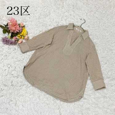 23 wards, long-sleeved shirt, blouse, striped, pu… - image 1