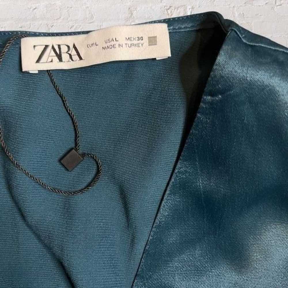 NWOT ZARA Duck Green 100% Viscose Satin Look Cut … - image 5