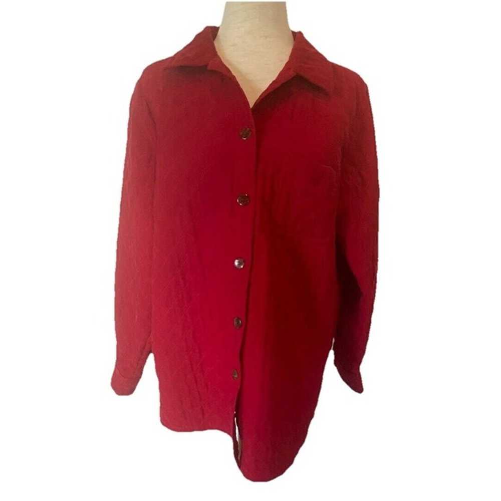 Talbots Red Quilted Lined Shirt Jacket Shacket Sz… - image 1