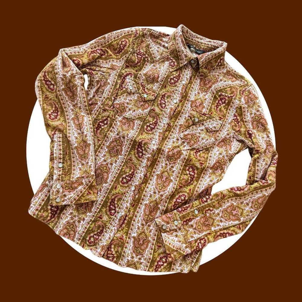 ❤️Vintage❤️Paisley Pattern Corduroy Long Sleeve S… - image 1