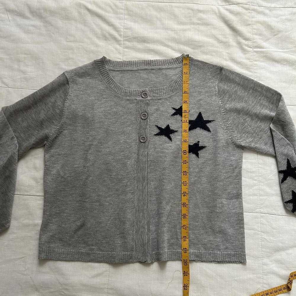 Designer Japanese Brand Grey Cardigan With Black … - image 6