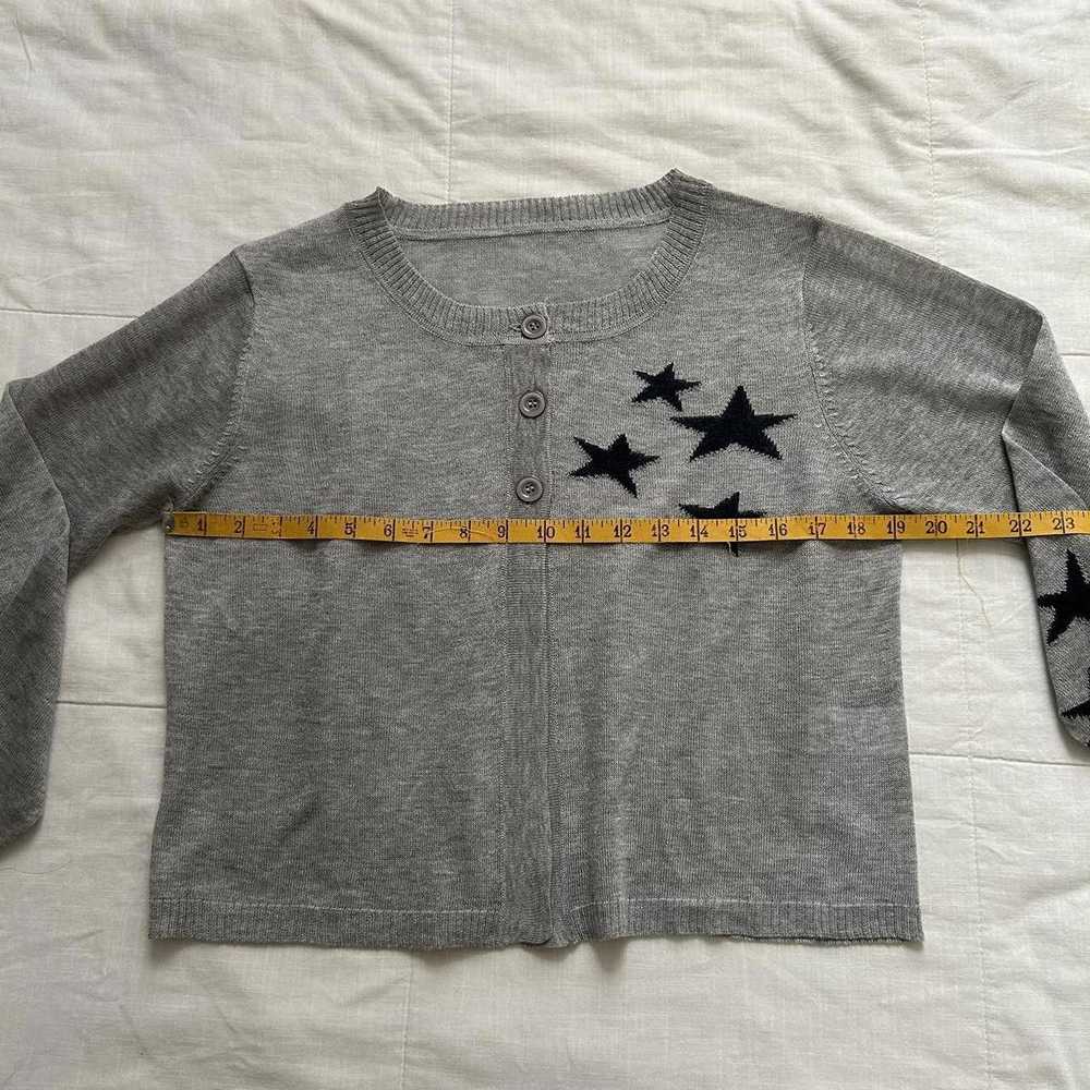 Designer Japanese Brand Grey Cardigan With Black … - image 7