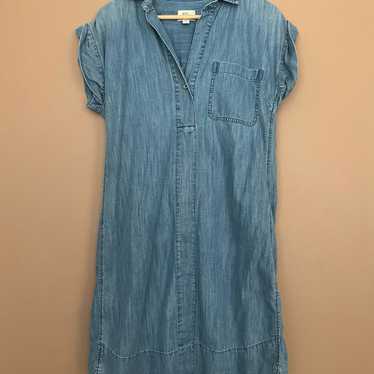 {J. Crew} Chambray Cap Sleeve Shirt Dress in Blue 