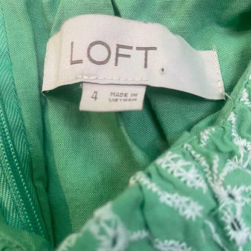 LOFT Green and White Embroidered Eyelet Flutter S… - image 10