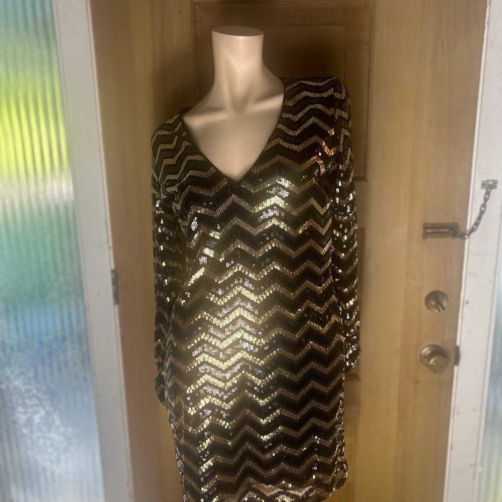 H&M Divided Black and gold chevron stripe sequin … - image 3