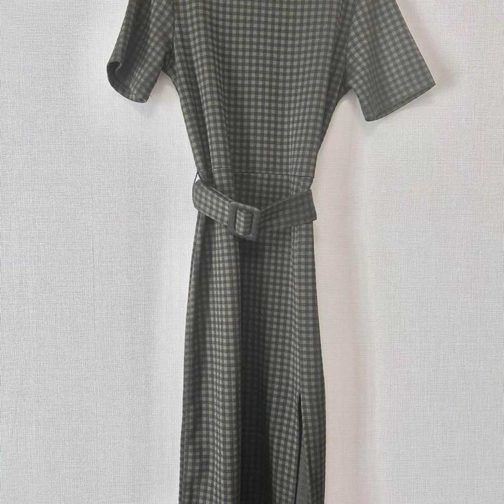 ZARA Gingham Check Dress Green With Belt High Wai… - image 2