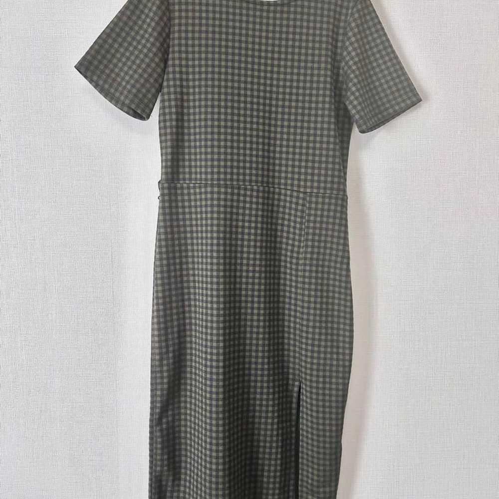 ZARA Gingham Check Dress Green With Belt High Wai… - image 3