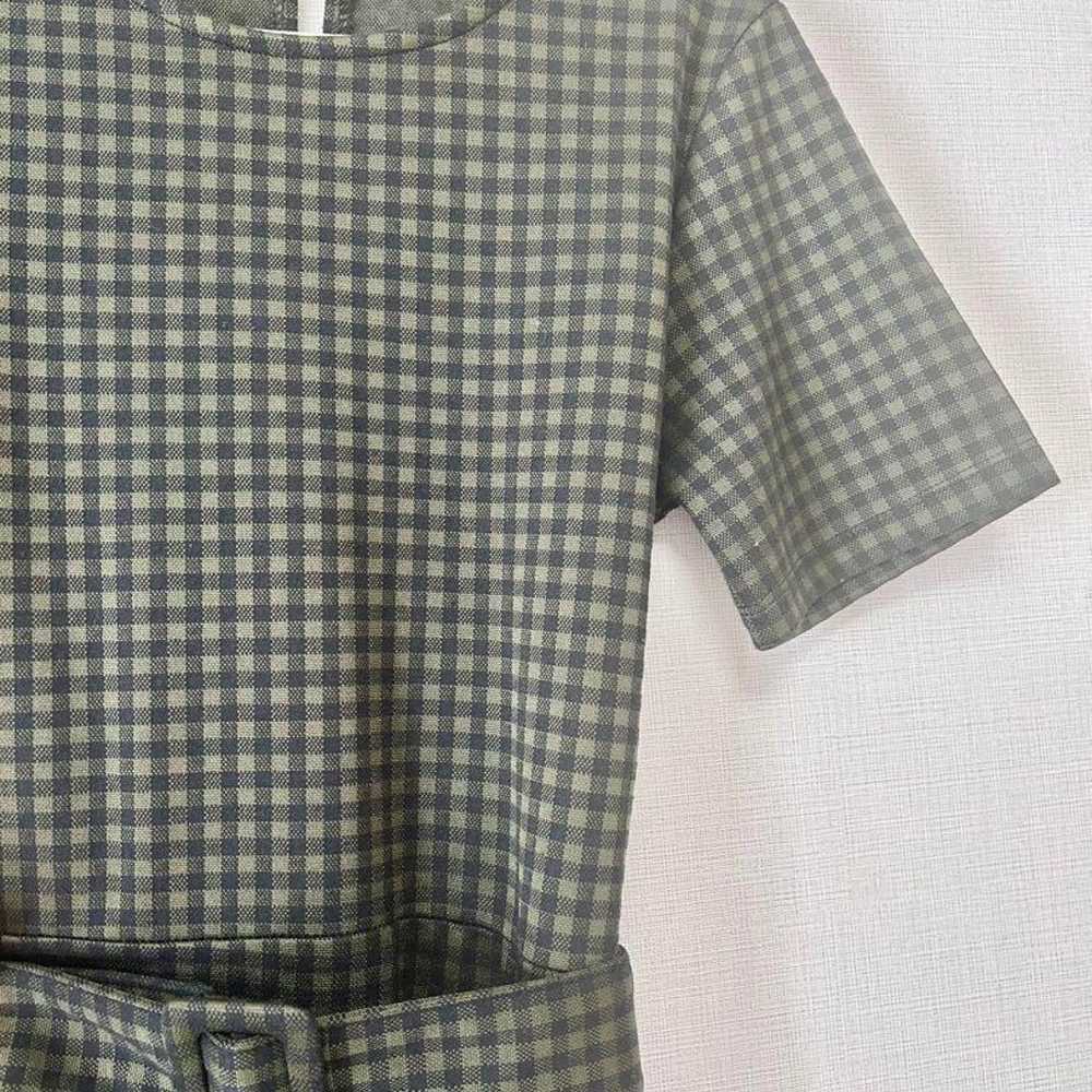 ZARA Gingham Check Dress Green With Belt High Wai… - image 4