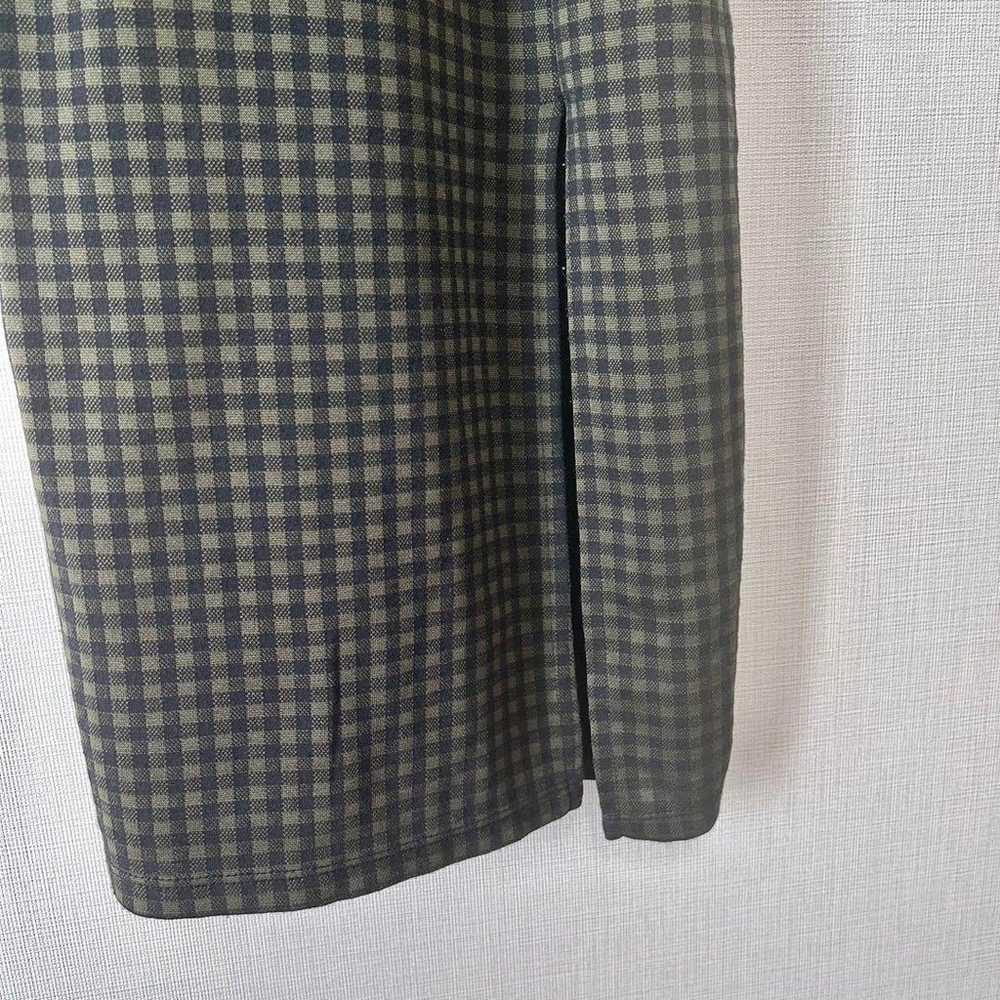 ZARA Gingham Check Dress Green With Belt High Wai… - image 6