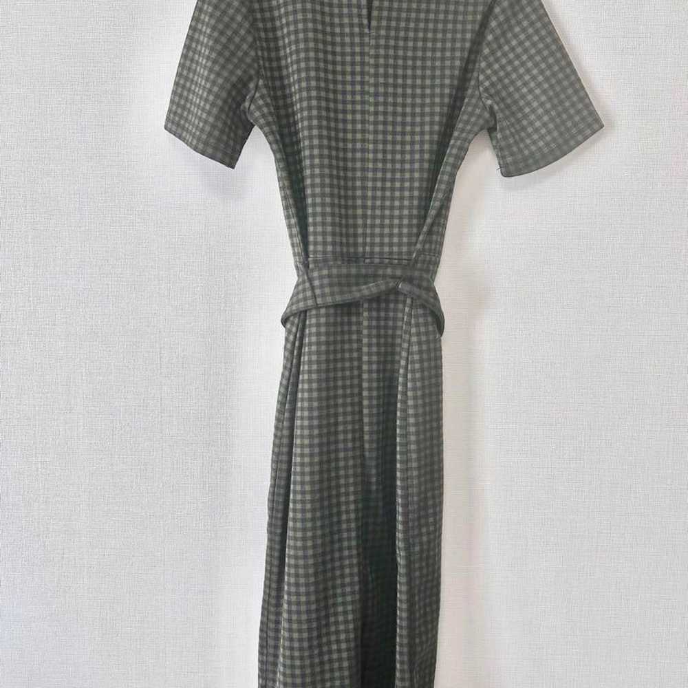 ZARA Gingham Check Dress Green With Belt High Wai… - image 7