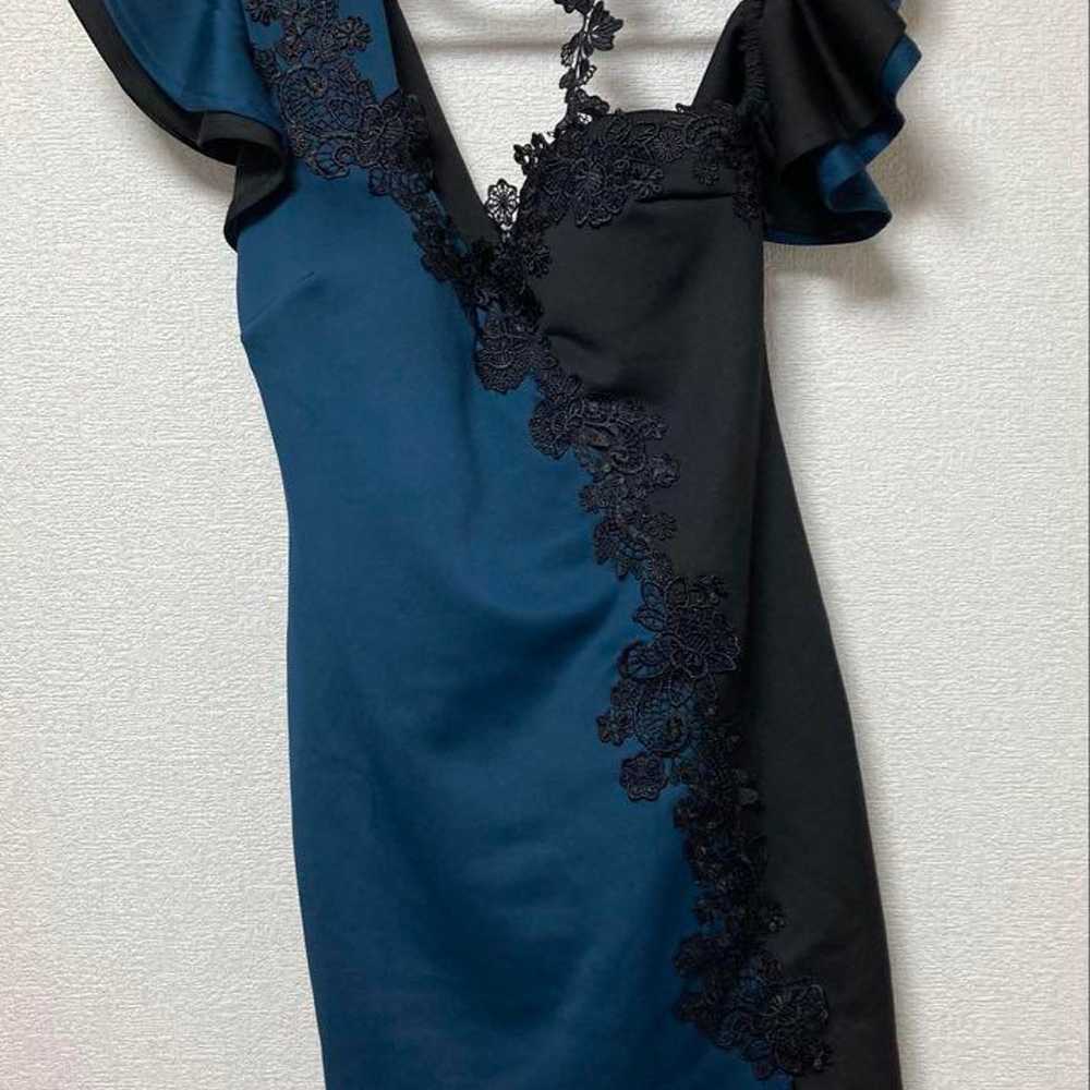 Blue and black lace embroidered dress, L - image 1