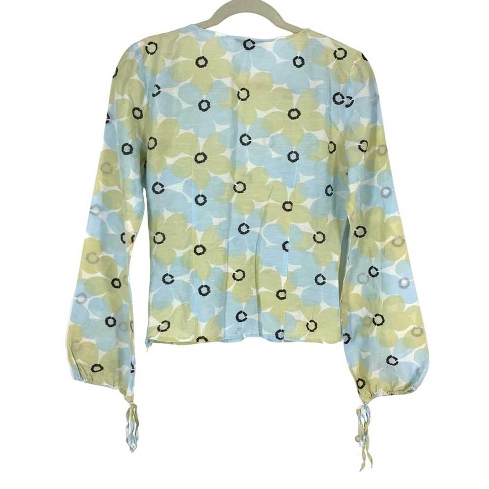 Philippe Adec Paris Small Silk Blouse Floral Whit… - image 9