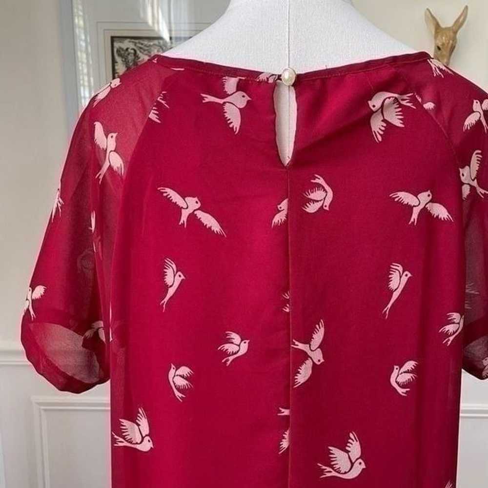 Rising International Red Shift Dress Chiffon Bird… - image 3