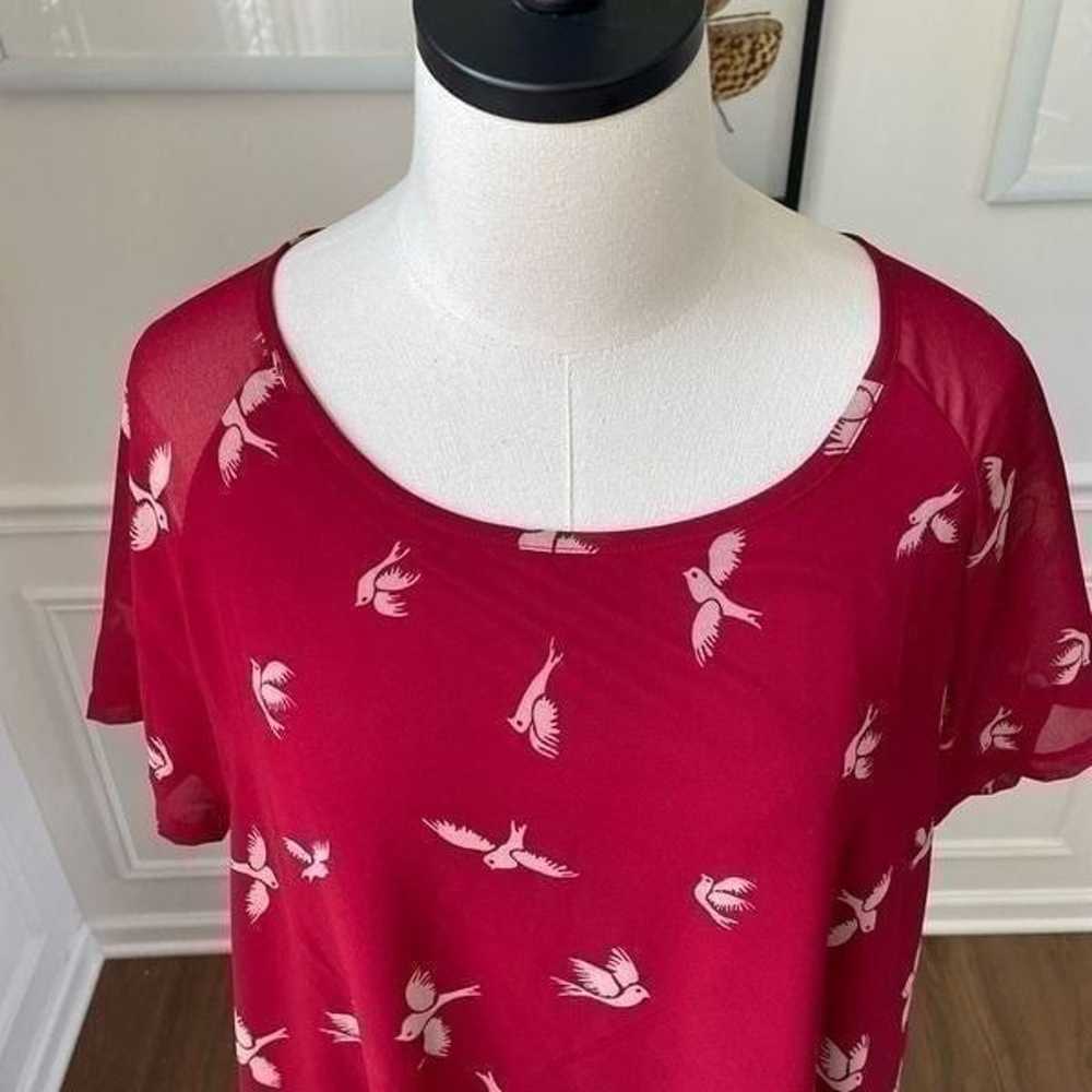 Rising International Red Shift Dress Chiffon Bird… - image 4