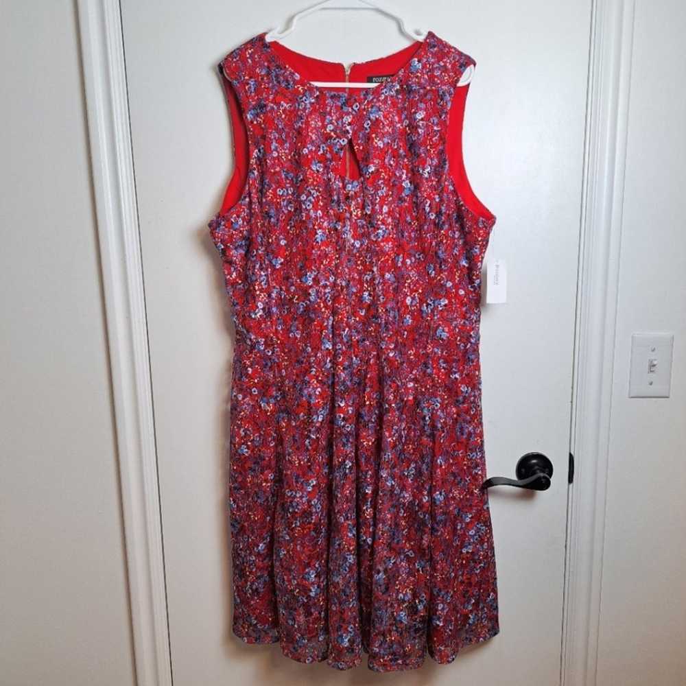 NEW Roz & Ali Dressbarn Red Mini Floral Romantic … - image 1