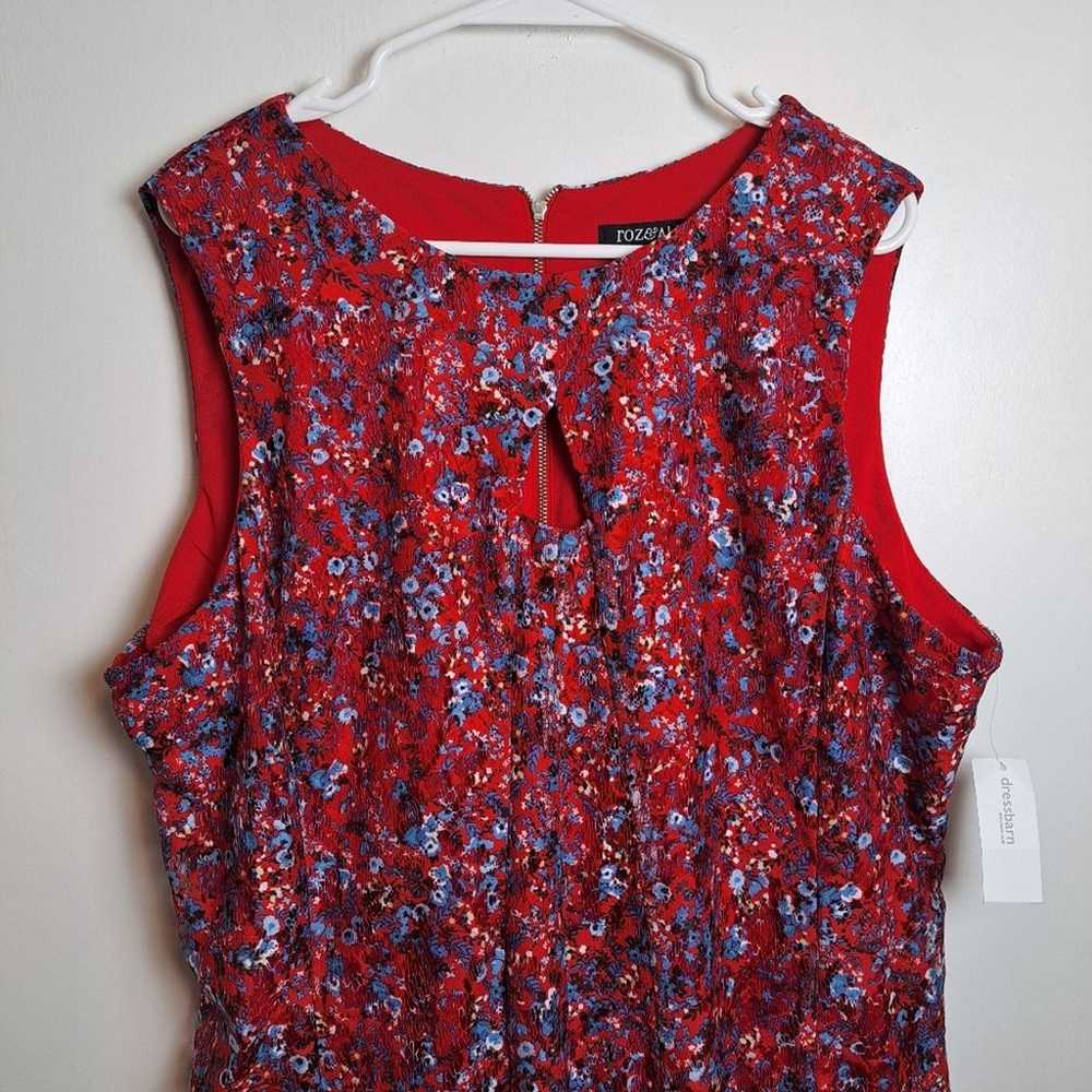 NEW Roz & Ali Dressbarn Red Mini Floral Romantic … - image 2