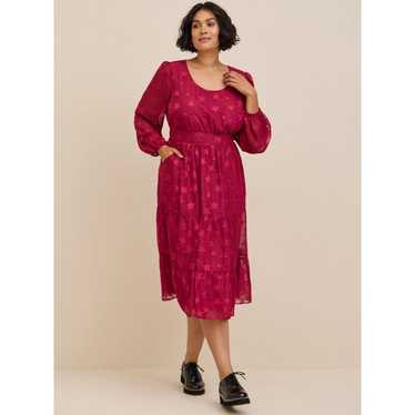 Torrid Dresses Torrid Midi Clip Dot Chiffon Tiere… - image 1